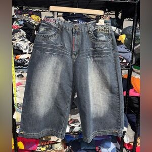 Y2K Stash House Ultra Baggy And Long Denim Hip Hop/ Grunge Short Size 40x20
